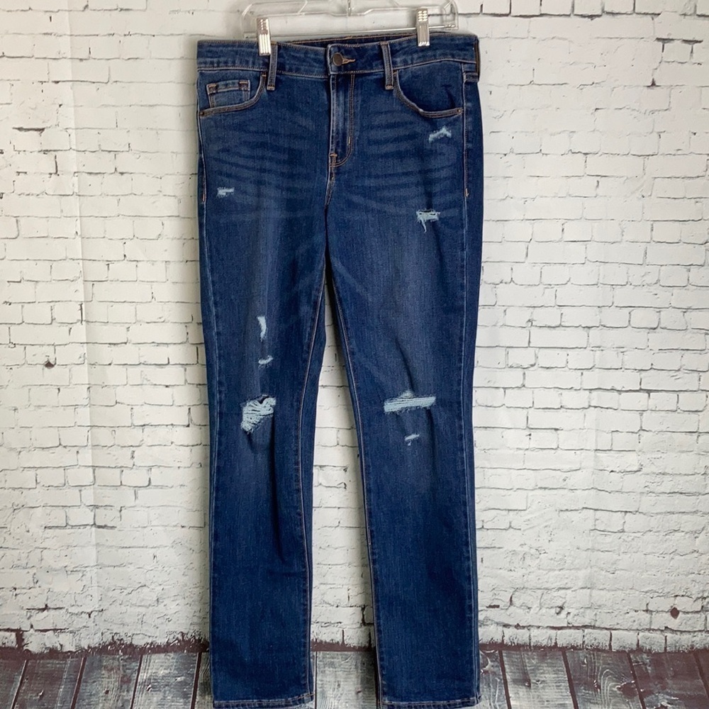 Old Navy Power Straight Distressed Jeans 8 Jeans for Boots Closet Staple Winter - Picture 4 of 16